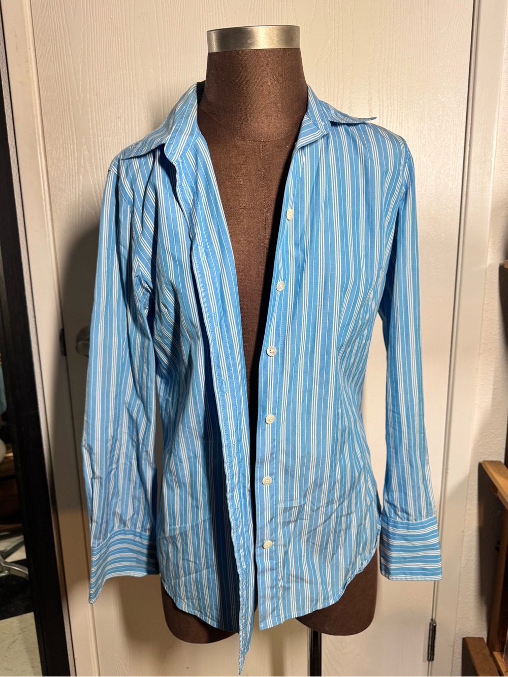 J. Crew Blue & White Striped Button-Up Shirt